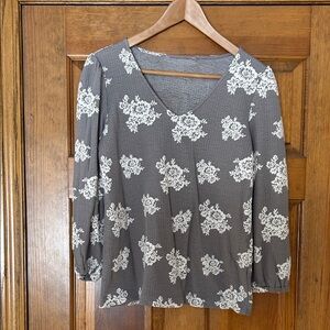 Floral Gray Women's Top